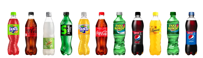 50 cl. plastflasker med sodavand